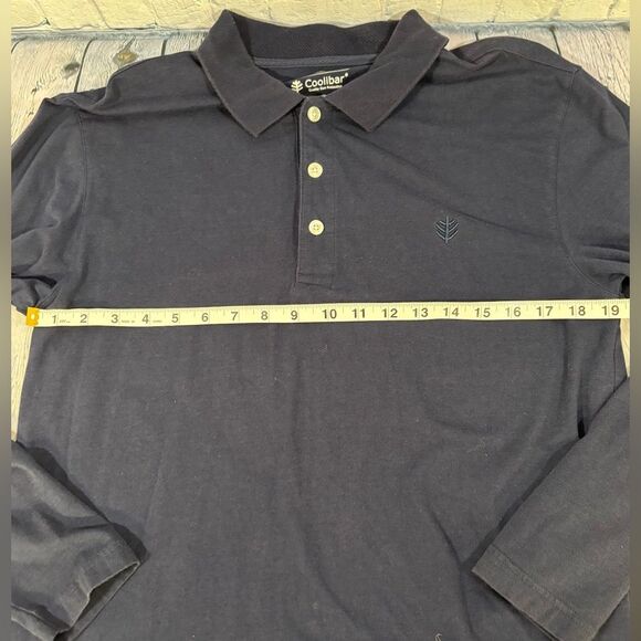 Coolibar Navy Blue Nautical Long Sleeved Polo Sun Protection UPF 50 Shirt M - Picture 7 of 8